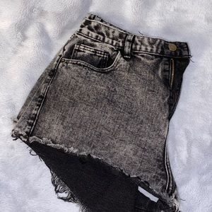 Black light washed jean shorts